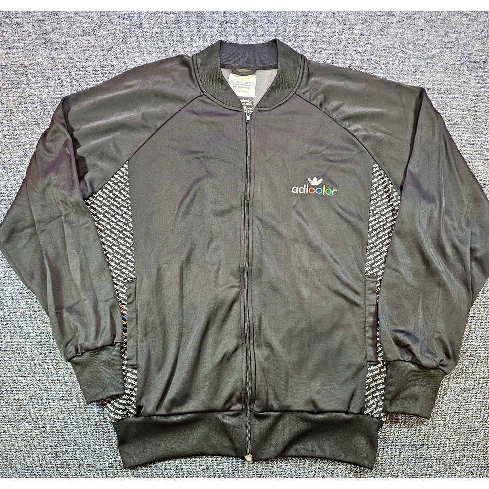 adidas Adicolor BK5 XL Track Jacket Black Full-Zip Pockets Women's Y2K